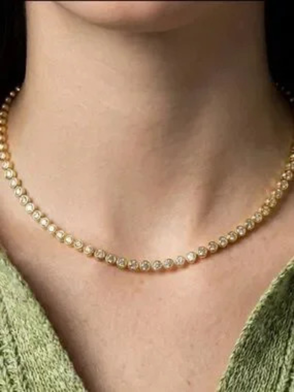 GOLD CZ TENNIS NECKLACE (8706)